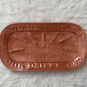 Ceramic Bread Plate with Wheat Design